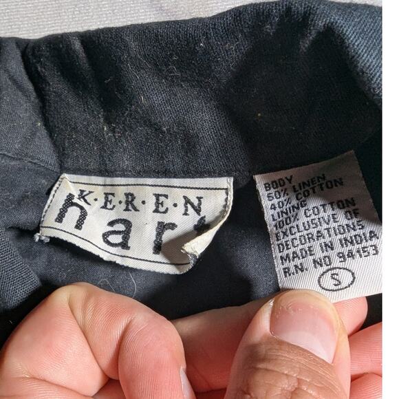 Vtg 1990s Keren Hart Black Primary Color Cat Applique Button Up Jacket Sz S - Picture 4 of 4